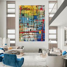 Load image into Gallery viewer, “Colorful Grid - Like Abstract” - Modern Geometric Art on Canvas DKH1582