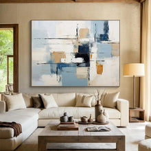 Load image into Gallery viewer, Soft Blue and Beige Geometric Abstraction Abstract acrylic painting DLZ092