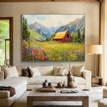 Load image into Gallery viewer, Idyllic Landscape Abstract Painting on Canvas - “Mountain Meadow Bliss” DKH727