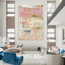 Load image into Gallery viewer, Pink and Gold Collage Abstract Painting, Ideal for Bohemian Bedroom & Luxury Spa Lounge LargeART1853