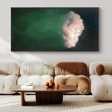 Load image into Gallery viewer, Pink Cloud on Green Abstract Painting, Suited for Eclectic Bedroom & Whimsical Garden Room LargeART1442