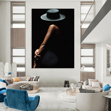 Load image into Gallery viewer, “Silhouette in Black Hat” - Dramatic Figurative Art on Canvas DKH1606