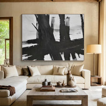 Load image into Gallery viewer, Massive Bold Black - White Abstract Acrylic for Gallery - like Home LargeART0266