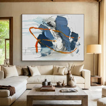 Load image into Gallery viewer, Blue - Orange Flowing Abstract Acrylic Painting, Igniting Studio Creative Corners & Game Room Trendy Walls LargeART0807