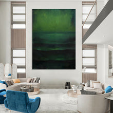 Load image into Gallery viewer, “Deep Green Layers” - Dark Green Abstract Art on Canvas DKH1189