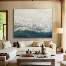 Load image into Gallery viewer, Textured Seaside Abstract Painting with Blue and White for Serene Spa & Coastal Cottage DKH298