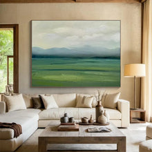 Load image into Gallery viewer, Hand - painted Large - scale Misty Green Landscape Acrylic Art for Tranquil Living Rooms LargeART1785