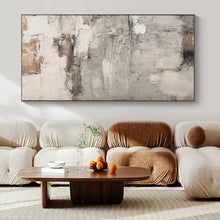 Load image into Gallery viewer, Neutral Textured Abstract with Patches Art for Industrial - style Apartment & Rustic Art Studio LargeART0972