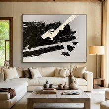 Load image into Gallery viewer, Black and White Textured Abstract Painting for Industrial Loft & Monochrome Study DKH284
