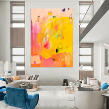 Load image into Gallery viewer, Bright Yellow & Pink Abstract Fusion, Suited for Cheerful Bedroom & Art - Loving Kitchen LargeART2005
