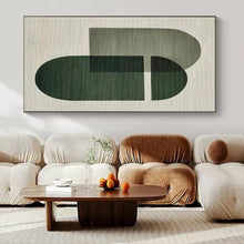 Load image into Gallery viewer, Oversized Hand - painted Green Geometric Overlaps Acrylic Art for Mid - Century Modern Studies LargeART0165