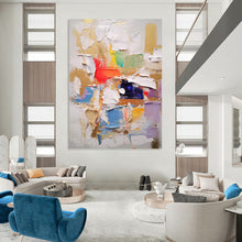 Load image into Gallery viewer, “Rainbow Palette Knife Cascade” Abstract Painting on Canvas, Bohemian Studio Decor DKH1057