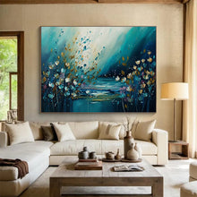 Load image into Gallery viewer, Riverbank Flowers “Dreamy Blooms” Painting on Canvas, Ethereal Floral Art DKH879