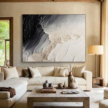 Load image into Gallery viewer, Hand - painted Large - scale Black - White Textured Abstract Acrylic Art for Industrial - Style Lofts LargeART0081