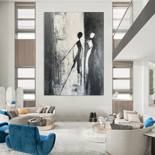 Load image into Gallery viewer, Minimalist Black - White Abstract Figures Art, Ideal for Contemporary Office & Monochrome Living Room LargeART1996