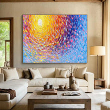 Load image into Gallery viewer, Colorful Sun “Vibrant Vortex” Painting on Canvas, Dynamic Celestial Art DKH881