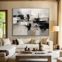 Load image into Gallery viewer, Monochromatic Geometric Abstract Painting On Canvas for Modern Office & Art - Loving Library DKH335