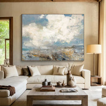Load image into Gallery viewer, Hand - painted Cloudy Landscape Acrylic Art for Serene Living Room Decor LargeART1665