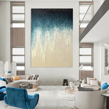 Load image into Gallery viewer, “Gradient Drip Textures” – Top - dark to bottom - light blue - white gradient, with dripping, thick - textured forms. DTP343