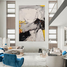 Load image into Gallery viewer, “Dynamic Dissonance” – Black, White, Yellow & Red Abstract Acrylic DTP054