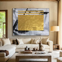 Load image into Gallery viewer, Large - Scale Gold - Black Abstract Geometry Acrylic for Sophisticated Hallway LargeART0292
