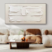 Load image into Gallery viewer, Oversized Hand - painted Textured White Plaster Acrylic Art for Minimalist Bedrooms LargeART0145