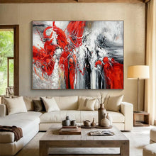 Load image into Gallery viewer, Bold Red & Black Abstract - Dramatic Living Room Art LargeART1485