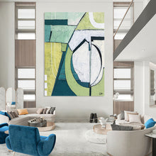 Load image into Gallery viewer, Geometric Green Abstract Painting - Great for Mid - Century Home & Nature - Lover’s Office LargeART2375