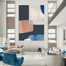 Load image into Gallery viewer, Geometric Color Harmony – Black, White, Blue, and Copper Abstract Shapes DTP200