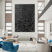 Load image into Gallery viewer, Black Textured Patterned Abstract - Ideal for Industrial - Style Loft & Music Room LargeART2361