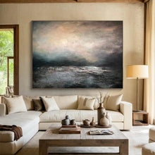 Load image into Gallery viewer, Moody Seascape Painting on Canvas - “Atmospheric Ocean” DKH769
