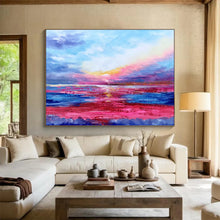 Load image into Gallery viewer, Pink and Purple Sunset Abstract Painting for Romantic Bedroom & Beachfront Bar DKH287