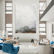 Load image into Gallery viewer, Foggy Dusk Silhouettes – Abstract Landscape Acrylic Painting with Faded Hues DTP222