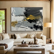 Load image into Gallery viewer, Oversized Gray - Gold Abstract Art for Urban Loft & Creative Conference Room LargeART0493
