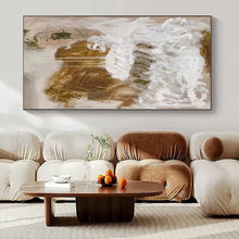 Load image into Gallery viewer, Abstract White and Brown Drizzle Art, Perfect for Bohemian Bedroom & Artsy Studio LargeART1085