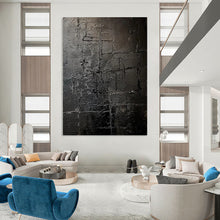 Load image into Gallery viewer, Textured Black Abstract Painting - Ideal for Industrial Loft & Home Theater LargeART2363