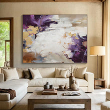 Load image into Gallery viewer, Enormous Purple - Gold Abstract Acrylic Art for Luxury Dining Room Walls LargeART0259