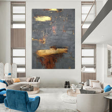 Load image into Gallery viewer, Gray - Gold Abstract Textured Art, Ideal for Sophisticated Office & Luxury Living Room LargeART1999