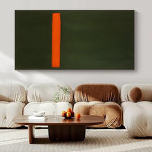 Load image into Gallery viewer, Green - Orange Line Abstract Canvas Painting, Ideal for Minimalist Bedroom & Contemporary Gallery LargeART1191