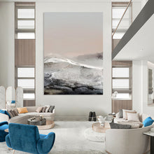 Load image into Gallery viewer, “Frosted Peaks” - Muted grays, whites, soft pinks, wintry mountain landscape DTP178