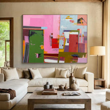 Load image into Gallery viewer, Pink - Dominant Geometric Abstraction Abstract acrylic painting DLZ013