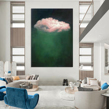 Load image into Gallery viewer, Pink Cloud on Green Abstract Art, Perfect for Dreamy Bedroom & Whimsical Nursery LargeART1984