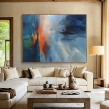 Load image into Gallery viewer, Hand - painted Massive Abstract Coastal Sunset Acrylic Art for Nautical - Themed Bedrooms LargeART0087