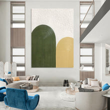 Load image into Gallery viewer, “Green and Yellow Textured Arches” - Green, Yellow Abstract Art on Canvas DKH1176