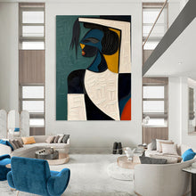 Load image into Gallery viewer, “Cubist Woman with Textured Background” - Abstract Figurative Art on Canvas DKH1467