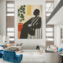 Load image into Gallery viewer, Black - White - Color Abstract Figure Art, Suited for Eclectic Bedroom & Nature - Inspired Office LargeART2041