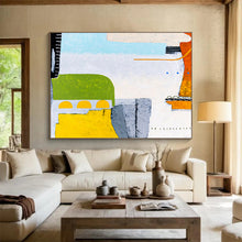 Load image into Gallery viewer, Pastel - Hued Geometric Abstract Painting on Canvas DKH545