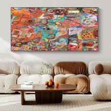 Load image into Gallery viewer, Colorful Abstract Collage Canvas Painting, Perfect for Eclectic Living Room & Creative Office LargeART1169