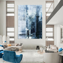Load image into Gallery viewer, Blue - Gray Textured Abstract Painting - Ideal for Loft & Office Decor LargeART2343