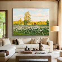 Load image into Gallery viewer, “Sunny Meadow with Horse” - Landscape Abstract Acrylic, Good for Study and Garden Room DLZ216